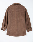 Solid Corduroy Button-Up Pocketed Shacket