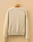 Solid Button-Up Cropped Cardigan Sweater
