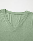 Solid V-Neck Long Sleeve Knit Top