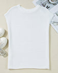 Solid Short Sleeve Side Slit Sweater Tee