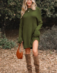 Solid Slouchy Drop Shoulder Sweater Dress