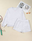 Plus Size Bow Tie Embroidered Pullover and Shorts Set