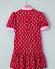 Floral V-Neck Short Bubble Sleeve Mini Dress