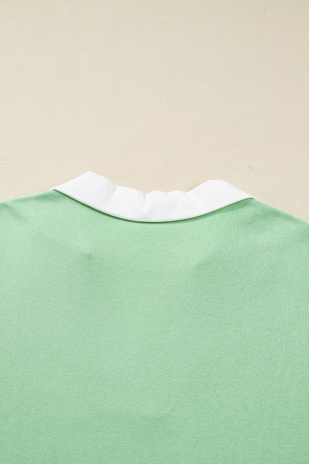 Moonlight Jade Color Block Striped Patchwork Collar V Neck Plus Size Sweatshirt