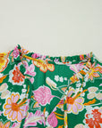 Plus Size Floral Long Sleeve V-Neck Babydoll Top