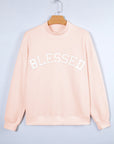 Blessed Embroidered Mock Sweatshirt