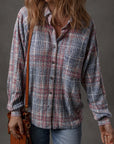 Plaid Textured Button-Up Chest Pocket Shirt