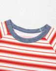 Stripe Contrast Collar Raglan Sleeve T-Shirt