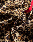 Leopard Contrast Ruffle Trim Buttoned V-Neck Shirt