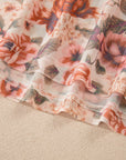 Plus Size Floral Mesh Mock Neck Top