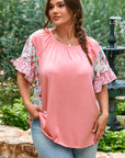Lacey Ruffled Short Sleeve PLUS Blouse