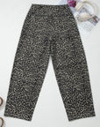 Leopard High Waist Barrel Leg Jeans