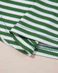 Stripe Thermal Knit Drop Shoulder Top