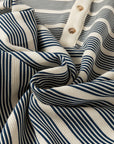 Stripe Ruffle Short Sleeve Contrast Trim Midi Dress