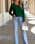 Alejandra Detail Solid Color Long Sleeve Top