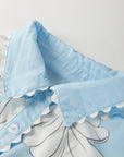Floral Ricrac Trim Puff Sleeve Buttoned Shirt