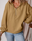 Kate Fleece Lined Half Zipper Kangaroo Pockets Loose Hoodie