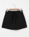 Solid French Terry Drawstring Waist Mini Skort