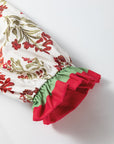 Floral Frilled Colorblock V-Neck Peplum Top