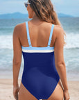 Colorblock Square Neckline One-Piece Swimsuit