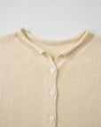 Solid Button-Front Rolled Hem Sweater Top