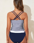 Colorblock Tankini Top & High Waist Bikini Set