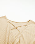 Sequin Patchwork Sleeve Open Back Top