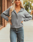 Kayla Waffle Zip Up Hooded Jacket