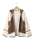 Leopard Star Patchwork Open Front Hooded Jacket