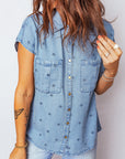 Star Denim Double Chest Pocket Short Sleeve Shirt