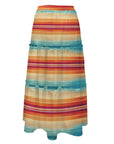 Baha Ranch Colores De Mexico Southwest Serape Tiered Prairie Maxi Skirt
