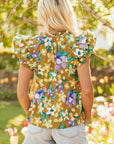 Scout Floral Tiered Flutter Sleeve V Neck Top