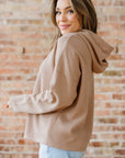 Ribbed Knit Leopard & Lace Drawstring Hoodie