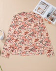 Plus Size Floral Mesh Mock Neck Top