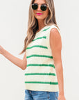 Stripe Round Neck Sleeveless Sweater Top