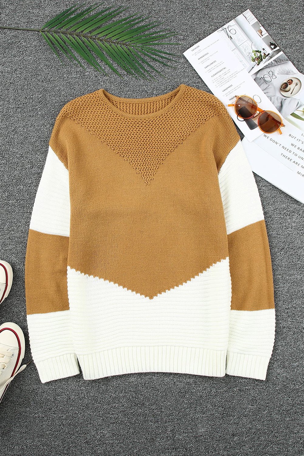 Avery tone Chevron Pullover Sweater