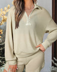 Dulce Parchment Textured Long Sleeve Lounge Set