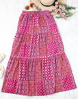 Paisley Ruffle Tiered Pocketed Maxi Skirt