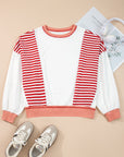 Stripe Colorblock Patchwork Contrast Stitch Sweatshirt