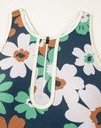 Flower Zip-Up Racerback Top & High Waist Bikini Set