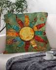 Colores de Mexico Sun Face Throw Pillow Case Made in America