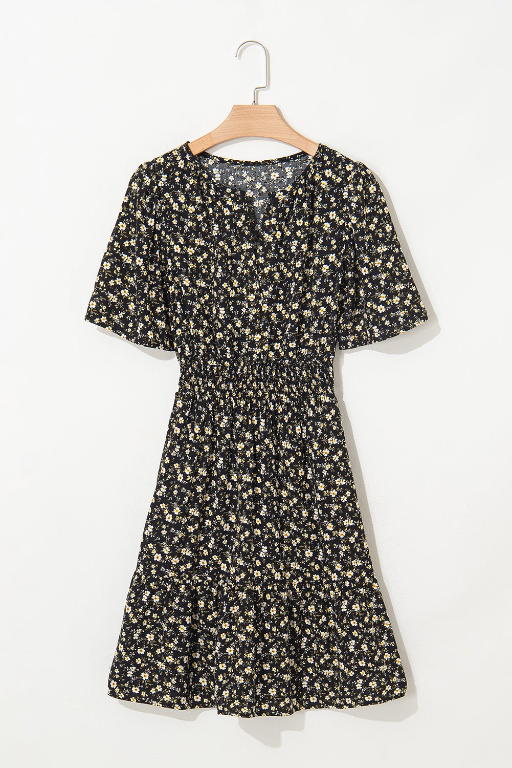 Floral Wrap V-Neck Short Sleeve Mini Dress