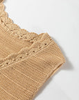 Boho Solid Eyelet Trim Buttoned Sweater Vest
