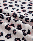 Leopard Waffle Quilted Patchwork Button Front Jacket