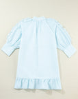 Gracie Seersucker Ruffled Puff Sleeve Mini Dress