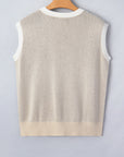 Western Horseshoe Colorblock Trim Sleeveless Sweater