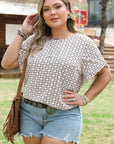 Faith Plus Size Geometric Ruffled Sleeve Blouse
