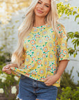 Elouise Flower Drop Shoulder Loose Top