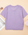 Solid Short Sleeve Cardigan Sweater Tee