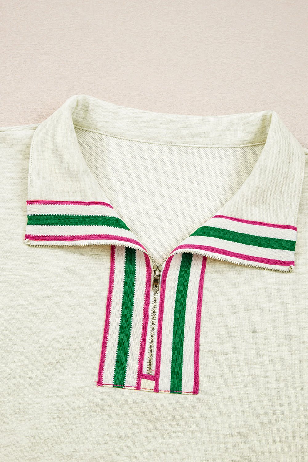 Felitina Patchwork Zip Collar Pullover